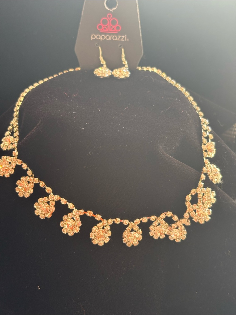 Paparazzi Silver to e Floral Crystal Necklace and Earring Set -
